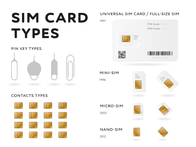 Infografía De Tipos De Tarjeta Sim En Estilo Plano | Vector Premium