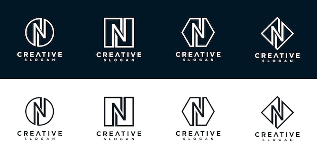 Iniciales de plantilla de diseño de logotipo n Vector Premium