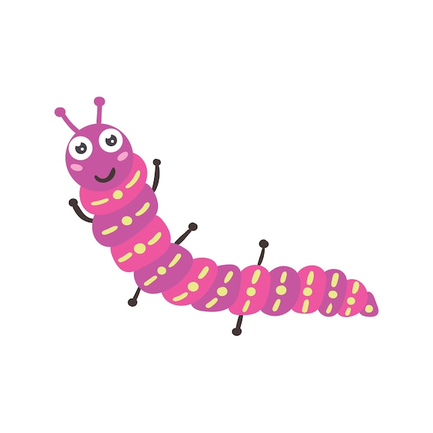 Insecto De Dibujos Animados Lindo Oruga Vector Premium