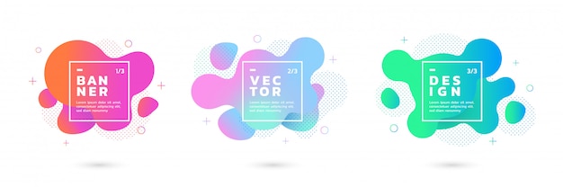 Insignias de moda del extracto vivo del color fluido. Vector Premium