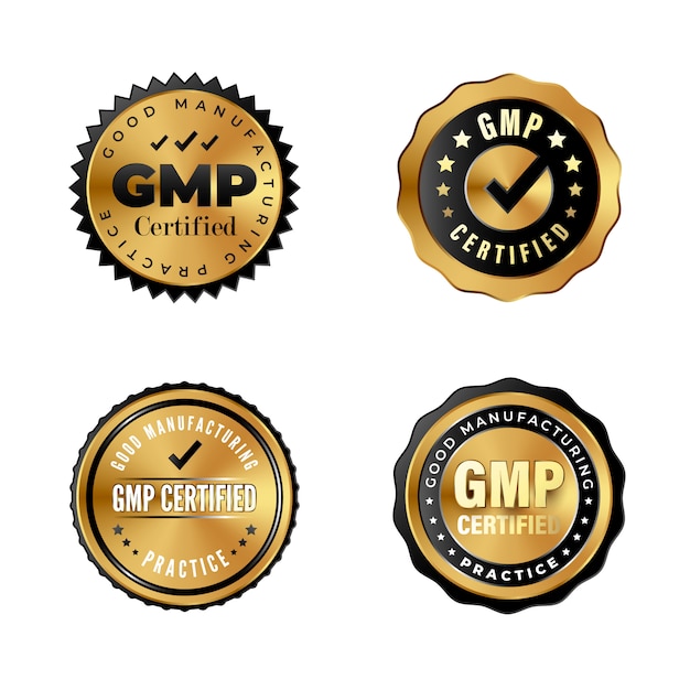 Insignias de oro de lujo con certificación gmp. pegatinas industriales