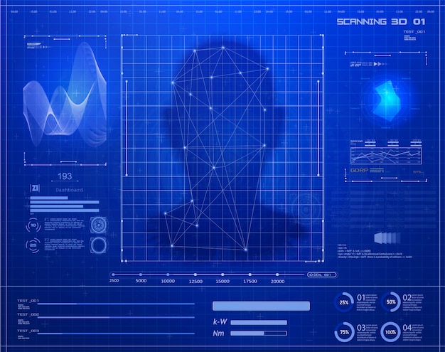 Inteligencia artificial. identificación biométrica o facial Vector Premium
