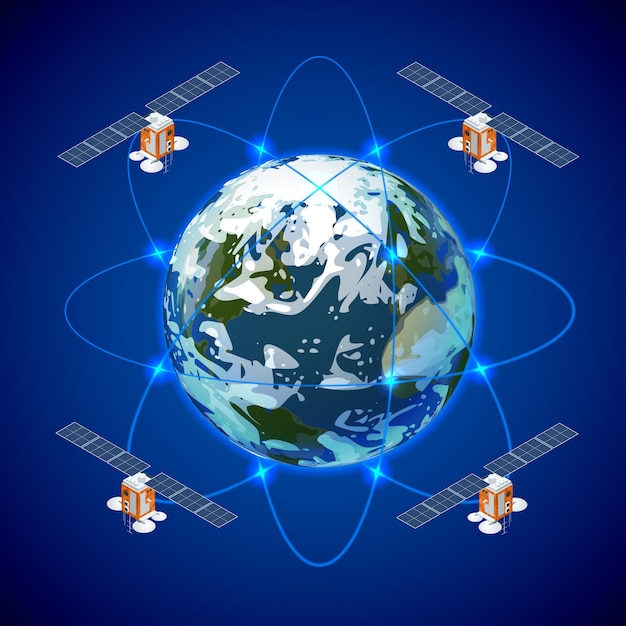 Intercambio De Datos De Redes Y Satélites Sobre El Planeta Tierra En El ...