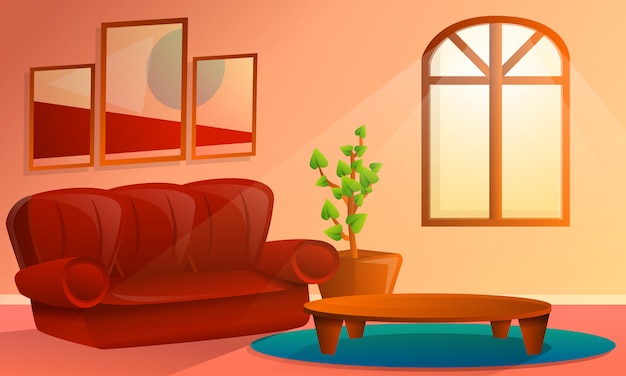 Interior De Dibujos Animados De Sala De Estar Ilustración Vectorial