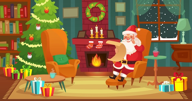 Santa In Living Room Picture Free