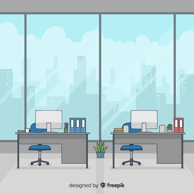 Interior De Oficina Profesional Dibujado A Mano Vector Gratis 3467