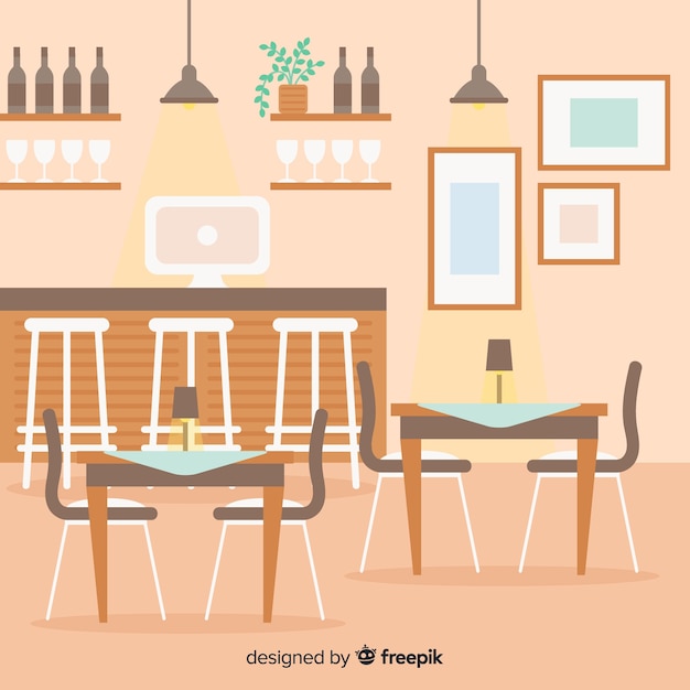 Interior De Restaurante Moderno Dibujado A Mano | Vector Gratis