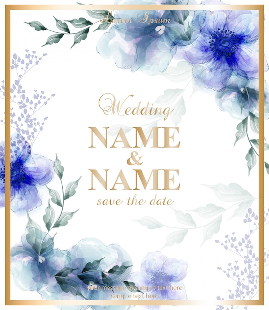 Lista Imagen De Fondo Flores Azules Para Invitaciones De Boda Actualizar