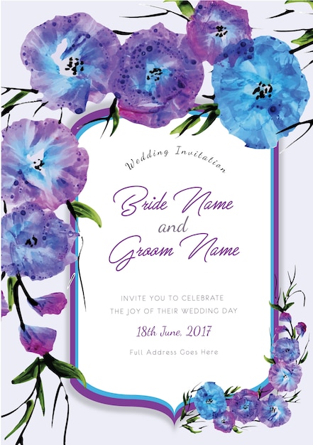 Invitación de boda con flores azules y lilas | Descargar ...