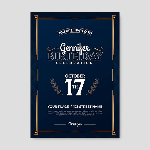 Invitación De Cumpleaños Elegante | Vector Premium