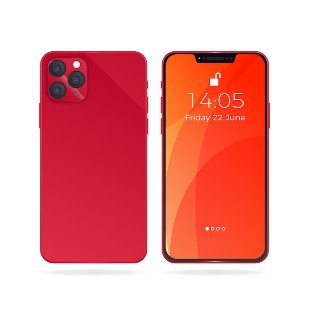 Iphone realista con fondo de pantalla vector gratuito