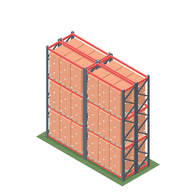 Isométrico De Almacén Rack Con Palet Vector Premium 9483