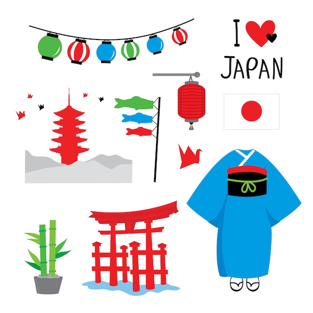Japón tradición lugar viaje asia vector Vector Premium