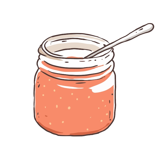 Jar of cherry jam cartoon | Descargar Vectores Premium