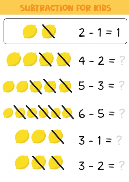 Juego educativo de matemáticas para niños, resta con limones ...