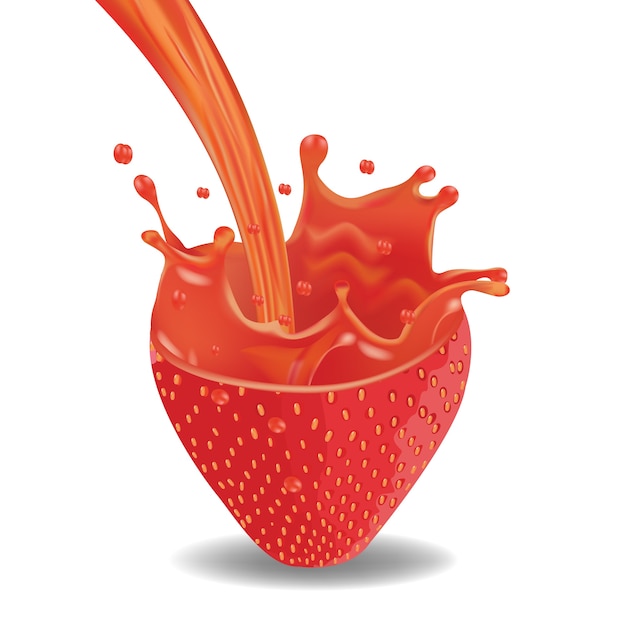 Jugo De Fresa Splash Vector Premium