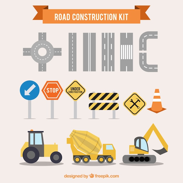 Kit De Construcción De Carreteras Vector Gratis 2315