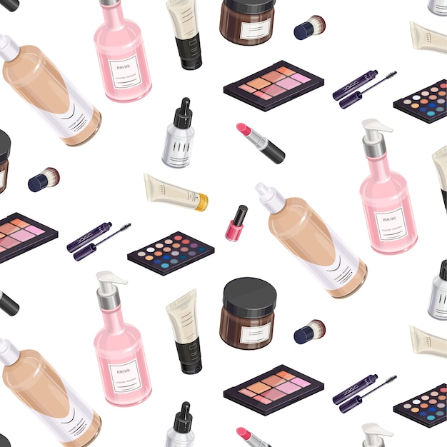 Kit de maquillaje patrón isométrico Vector Premium