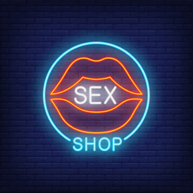 Labios Con Letras De Sex Shop En Círculo Letrero De Neón Free Nude Porn Photos