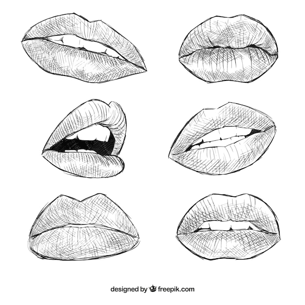 Labios realistas dibujados a mano | Descargar Vectores gratis