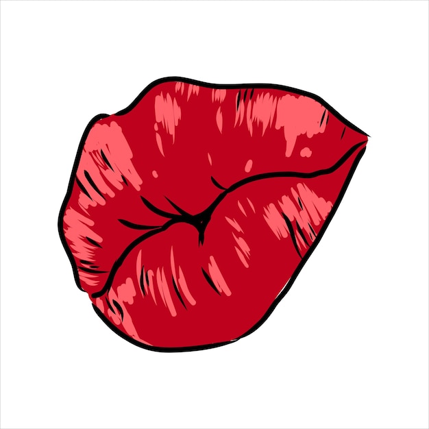 Labios Regordetes Sexy Besan Rosa Acuarela Y Arte Lineal Ilustraci N De