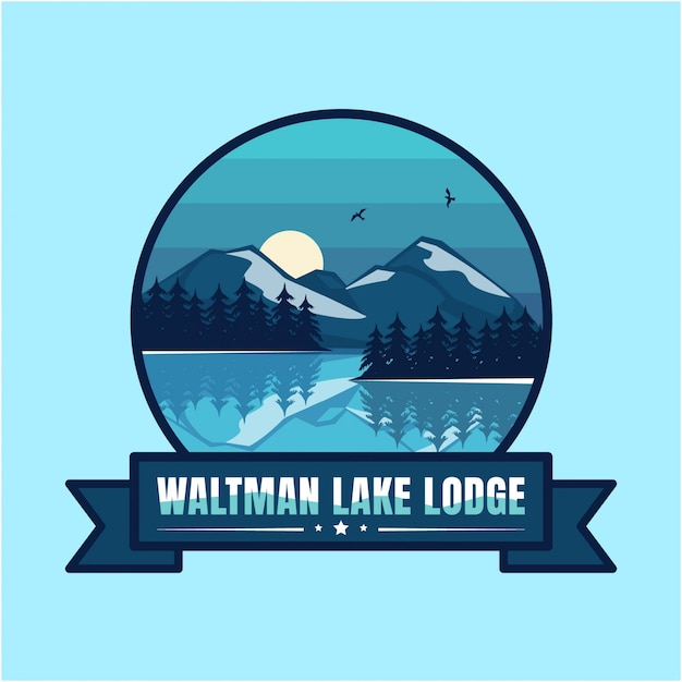 Lago logo vintage montaña | Vector Premium