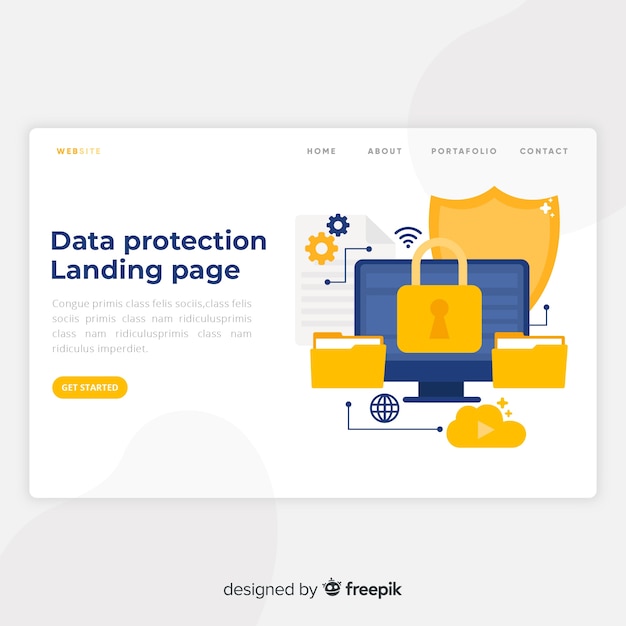 Landing page de protección de datos vector gratuito