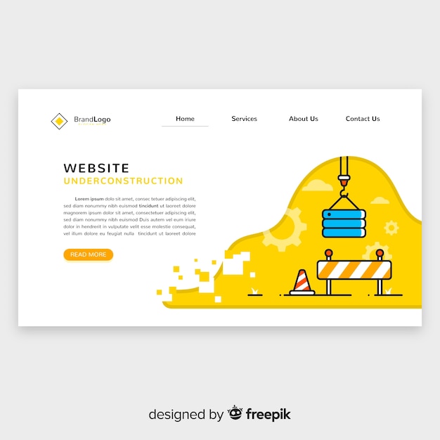 Landing page web en construcción vector gratuito