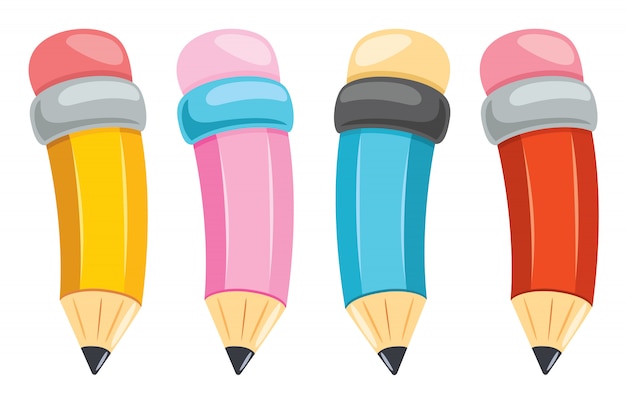 Lápices De Colores Para La Educación De Los Niños Vector Premium
