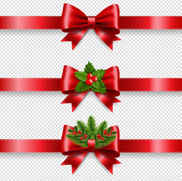 Lazo Rojo De Navidad Y Fondo Transparente Vector Premium