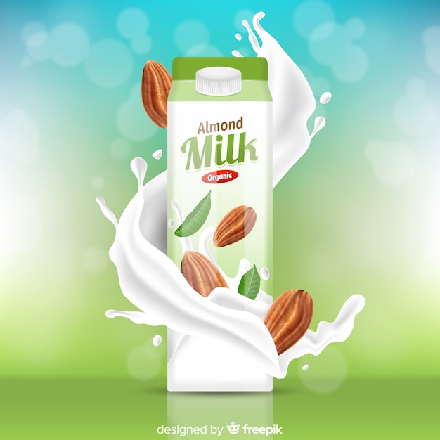 Leche de almendra en el fondo abstracto vector gratuito