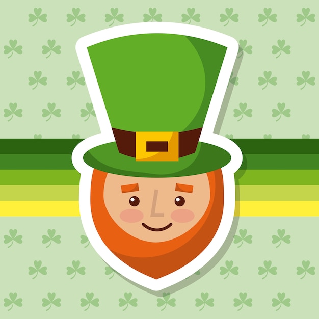 Leprechaun De Dibujos Animados Con Fondo De Trebol De Barba Y