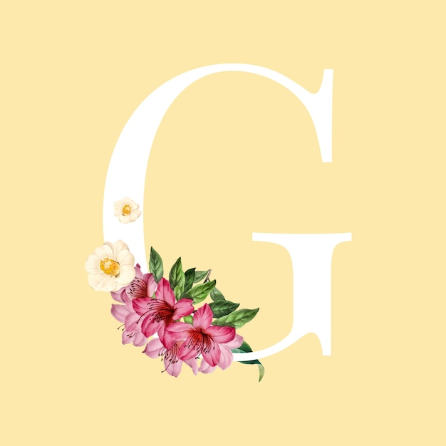 Letra G Blanca Decorada Con Mano Dibujado Vector De Flores De Momias