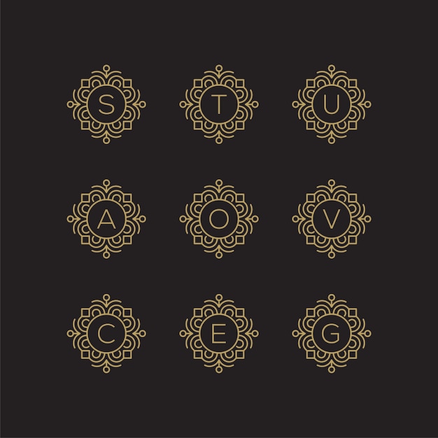 Letra De Oro S T U A O V C E G Logo Vector Premium