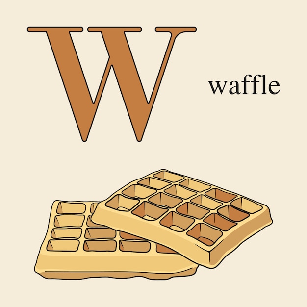 Letra W Con Waffle Vector Premium