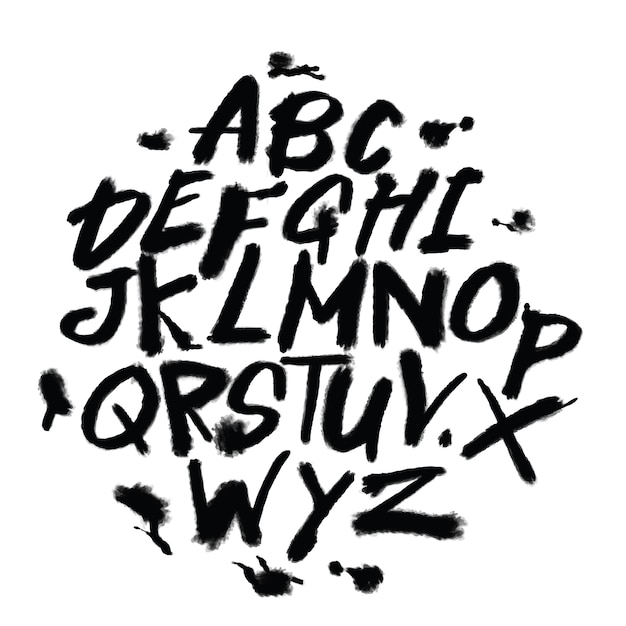 Letras Del Alfabeto Dibujado A Mano Vector Premium