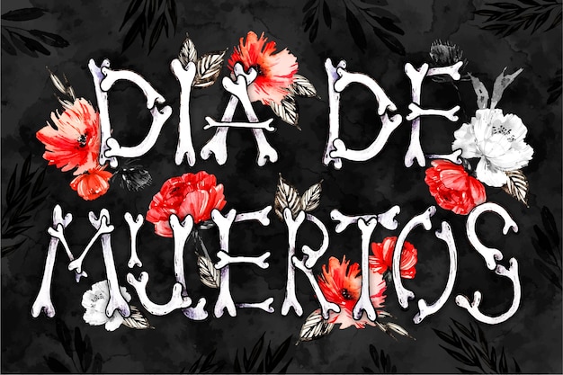 Letras De Dia De Muertos Con Fondo De Huesos | Vector Gratis