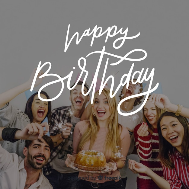 Letras de feliz cumpleaños con foto | Vector Gratis