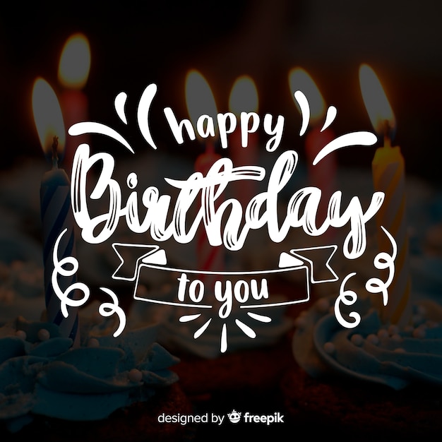 Letras de feliz cumpleaños con foto | Vector Premium