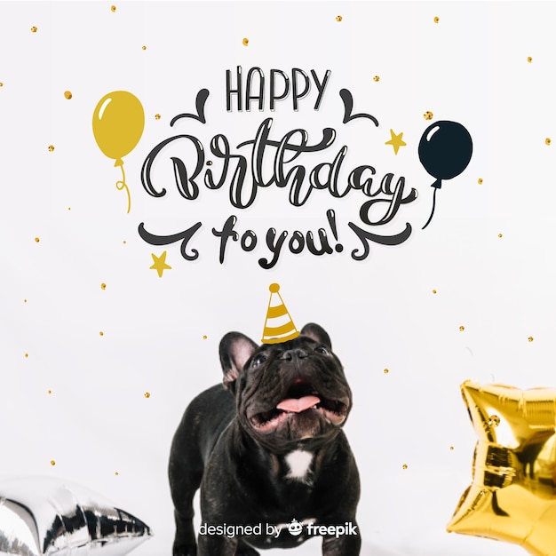 Letras de feliz cumpleaños con foto | Vector Premium