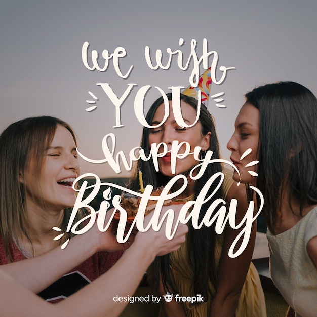 Letras de feliz cumpleaños con foto | Descargar Vectores gratis