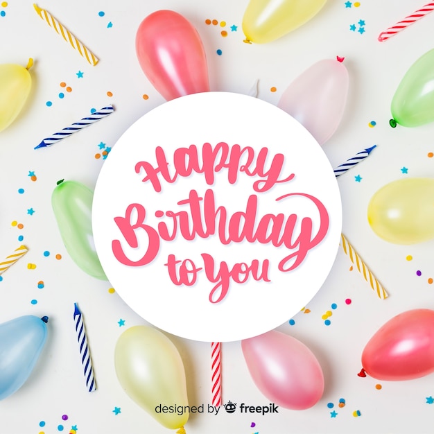 Letras de feliz cumpleaños con foto | Vector Gratis