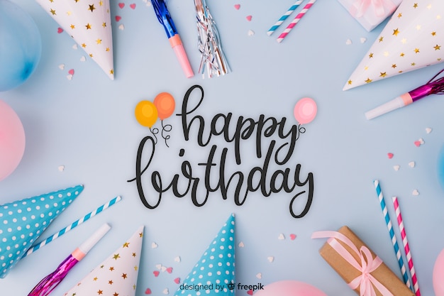 Letras de feliz cumpleaños con foto | Vector Gratis