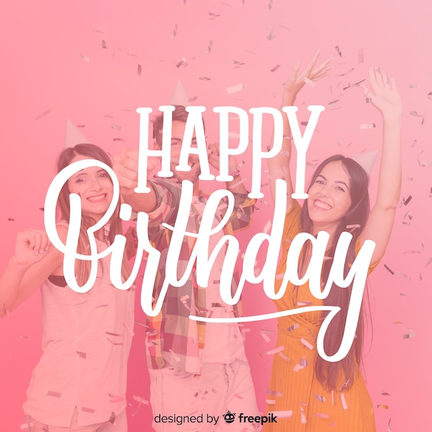 Letras de feliz cumpleaños con foto | Vector Gratis