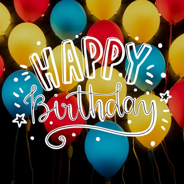 Letras de feliz cumpleaños con imagen | Vector Gratis