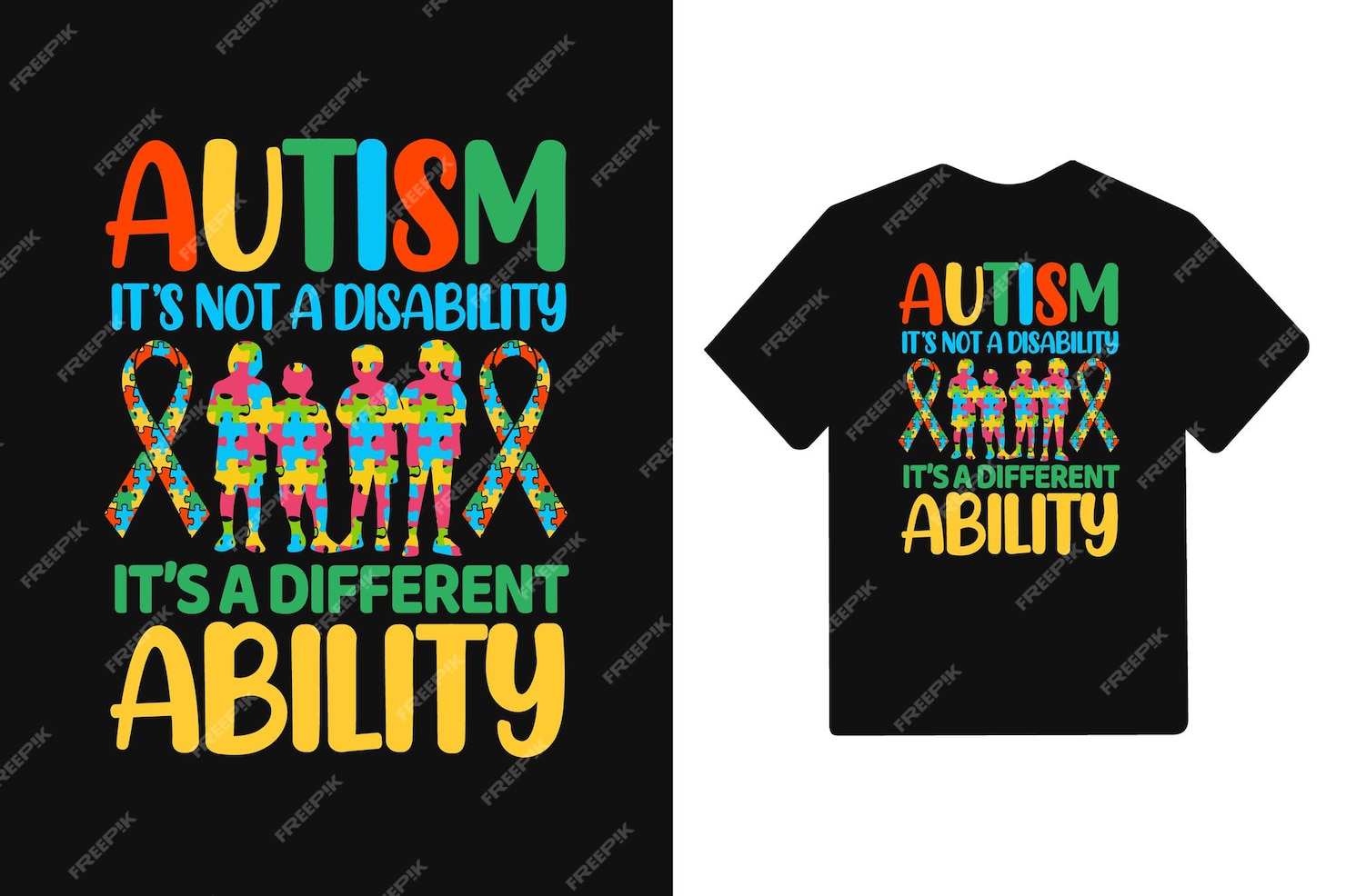 Letras De Tipografía De Autismo Para El Diseño De Camisetas Vector Premium 