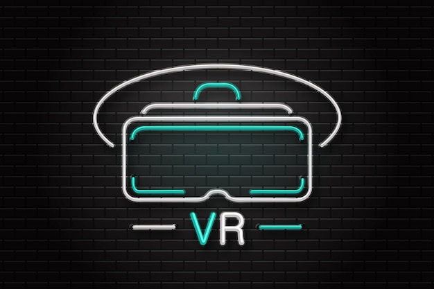Letrero de neón de gafas vr para decoración en el fondo de ...