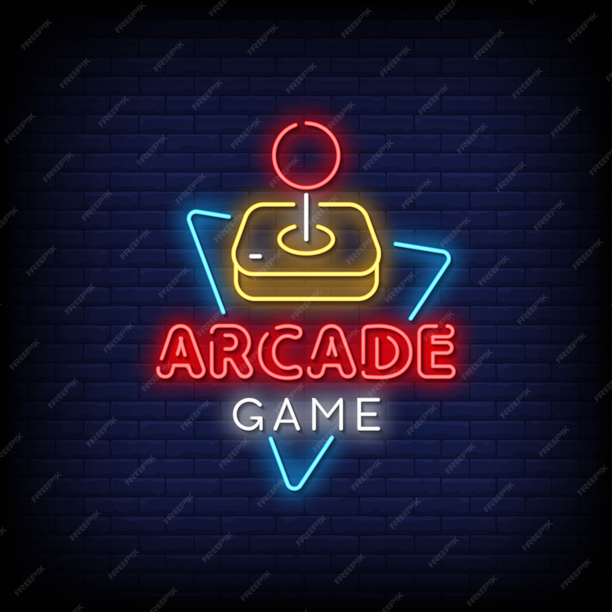 Letreros De Neón Del Juego De Arcade Vector Premium