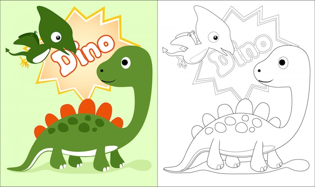 Libro Para Colorear Con Dibujos Animados De Dinosaurios Agradable