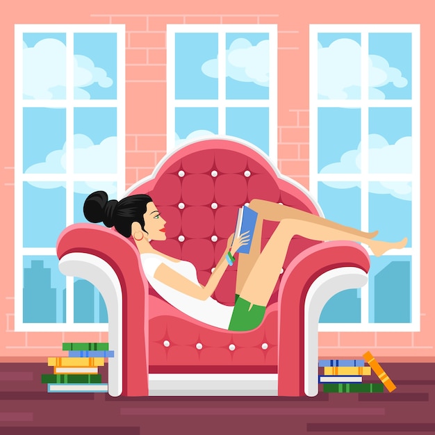 linda-mujer-joven-silla-leyendo-libro-pila-chica-belleza-literatura-e-informacion_-